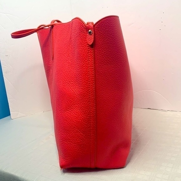 Authentic Draper James Leather Reversible Tote - Coral Gingham - - Picture 4 of 9